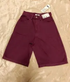 新品　ユニクロ　デニムバミューダショーツ　ハーフパンツ　24 パープル