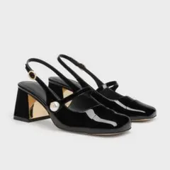 パールエンベリッシュド スリングバックパンプス