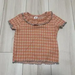 &mignon トップス アーガイル柄 フリルTシャツ