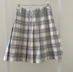 Honeys プリーツスカート　チェック柄　白　水色
