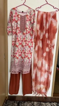 【訳あり】民族衣装　クルタセット　3点セット　サルワールカミーズ　ショール