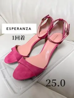 1回着 エスペランサ ESPERANZA サンダル ヒール ピンク pink