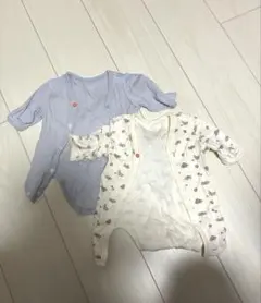 ベビー肌着 ロンパース長袖 2枚セット 青&車 サイズ60