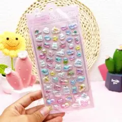 ぷくぷく シール 立体 3D ボンボン ドロップ ぷっくり シール帳 うさぎ