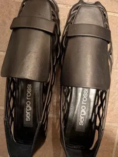 美品 Sergio Rossi フラットシューズ 35.5 ブラック - メルカリ