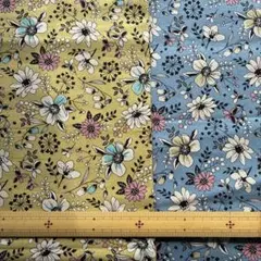 綿麻　花柄生地　２色セット　合わせて2m