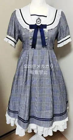 Amavel チェック柄 セーラーワンピース