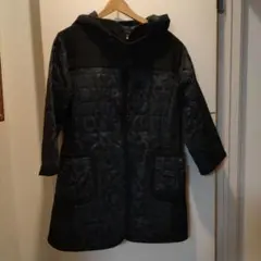 着物リメイク　フード付きダークブルーキルティングコート