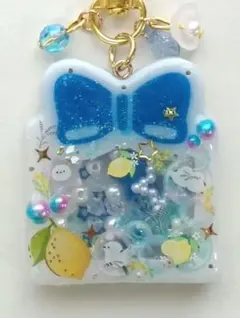 シマエナガ　レモン　シャカシャカ　シェイカー　キーホルダー　レジン　リボン