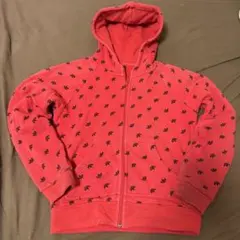 adidas トレフォイル総柄 ジップアップパーカー レッド
