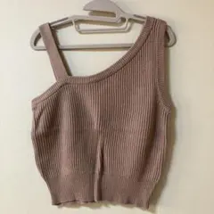 ベージュ ノースリーブセーター L