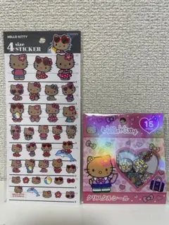 おはじきシール　クリスタルシール　日焼けキティ　4サイズステッカー