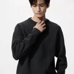 1回のみ着用 ユニクロウォッシャブルミラノリブ クルーネック セーター ネイビー