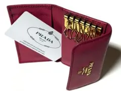 PRADAプラダ☆6連キーケース ダークピンクレザー