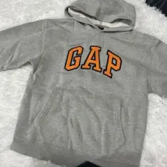 GAP パーカー 裏起毛 刺繍ロゴ キッズL レディースS相当 グレー