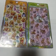 プチドロップステッカー　プーさん、バンビ