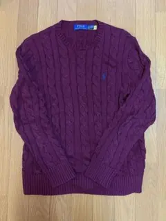 ラルフローレン　ニット　セーター　ケーブル　ワインレッド