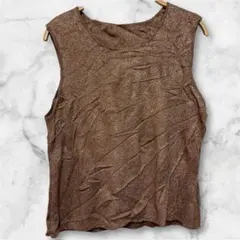⭐️1点もの⭐️【M】ラメ入り ノースリーブ トップス ブラウン