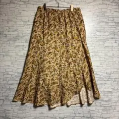 IEDIT 花柄ロングスカート ウエストゴム　ティアードロングスカート 3L