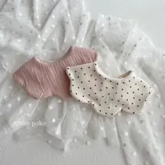 ［milky bib.］2枚set ハート×ピンク よだれかけ 出産祝い ギフト