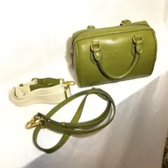 ZARA 2WAY ミニボストンバッグ ショルダーバッグ グリーン ベルト２本のサムネイル