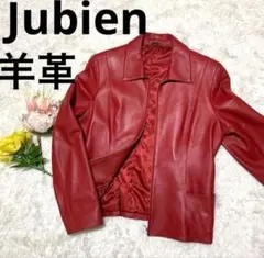 美品✨Jubien レザー ジャケット 羊革　赤 LL Y2K 本革 タイト