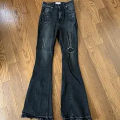 GYDA ダメージ加工 フレアデニムパンツ ハイウエストデニムのサムネイル