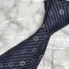 GUCCI グッチ　ネクタイ　GG柄　インターロッキング　ストライプ
