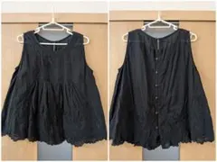 ベルメゾン　刺繍入り ノースリーブ チュニック ブラックのサムネイル