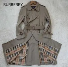 美品 バーバリー トレンチコート L カーキベージュ ノバチェック マキシ丈