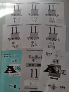 学力テスト中1 A pal 2023年度11月号解答、解説付き