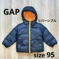 GAP キッズ ダウンジャケット リバーシブル ネイビー×イエロー 90 95