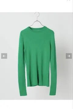 値下げ　美品　Spick & Span緑色リブ編み長袖ニット
