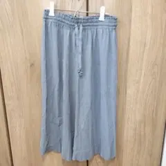 新品タグ付き グレー系 プリーツ ガウチョパンツ L オフィスカジュアル