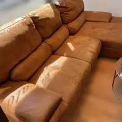 カウチソファ　国産　革張り