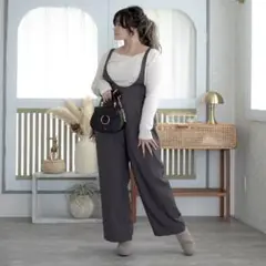 しまむら らむちゃん サス付きロングパンツ 3L 淡黒