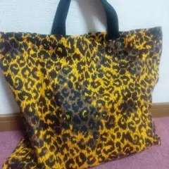 【値下げ】ヒョウ柄トートバッグ オレンジと黒
