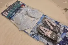 浴衣 レディース 4点セット ゆかた 作り帯 下駄 腰紐　マニュアル付 青 花柄