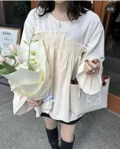 hinari アシメフリルブラウス ナチュラルのサムネイル
