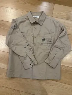ZARA ベージュ ミリタリー長袖ボタンシャツ