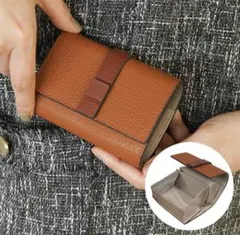 LASIEM レザーコンパクト財布 ブラウン