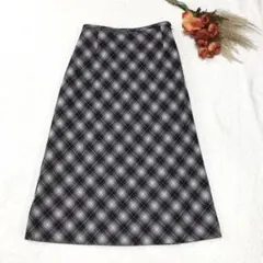 GIO SPORT （ウールコットン）チェックフレア スカート　秋冬【未使用】