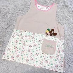 くまのがっこう ジャッキー エプロン 花柄 大きいサイズ 3L-4L 美品のサムネイル