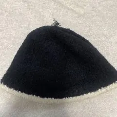 ボア素材 バケットハット 黒と白