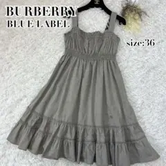 【バーバリーブルーレーベル】ワンピース ティアード ホース刺繡 ノバチェック