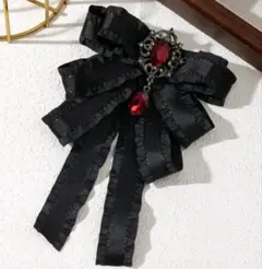 黒×赤 リボン ブローチ ブラック レッド 痛バ ヘアメ 髪留め ビジュー