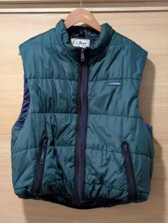 90s エルエルビーン　プリマロフト　ジップ　ベスト　グリーン　L　中綿　usa