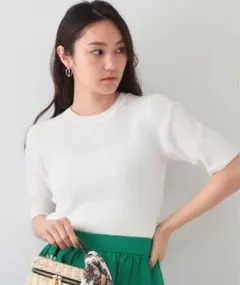 OPAQUE.CLIP シアーリブハーフスリーブニット