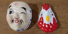 郷土玩具 張り子のひょっとこと鶏　2点セット 縁起物　壁飾り