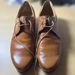 レザー プレーントゥ シューズ ブラウン